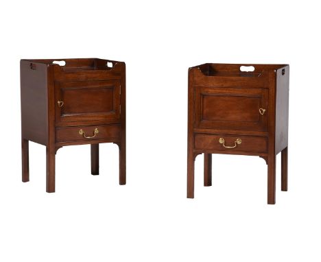A PAIR OF MAHOGANY BEDSIDE COMMODESIN GEORGE III STYLE, OF RECENT MANUFACTURE72cm high, 48cm wide, 40.5cm deepCondition Repor