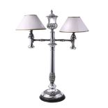 A VICTORIAN SILVER PLATED GASOLIER