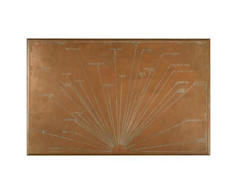 A SHAPED RECTANGULAR BRONZE VIEWING TERRACE PLAQUE WITH SIGNIFICANT SIGHTS OF LONDON35.5 x 56cm