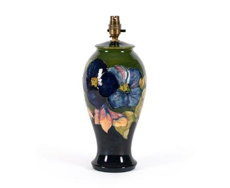 A MODERN MOORCROFT LAMP BASEDecorated with anemonesImpressed marks33cm highCondition Report: Fitment is loose to the top and 