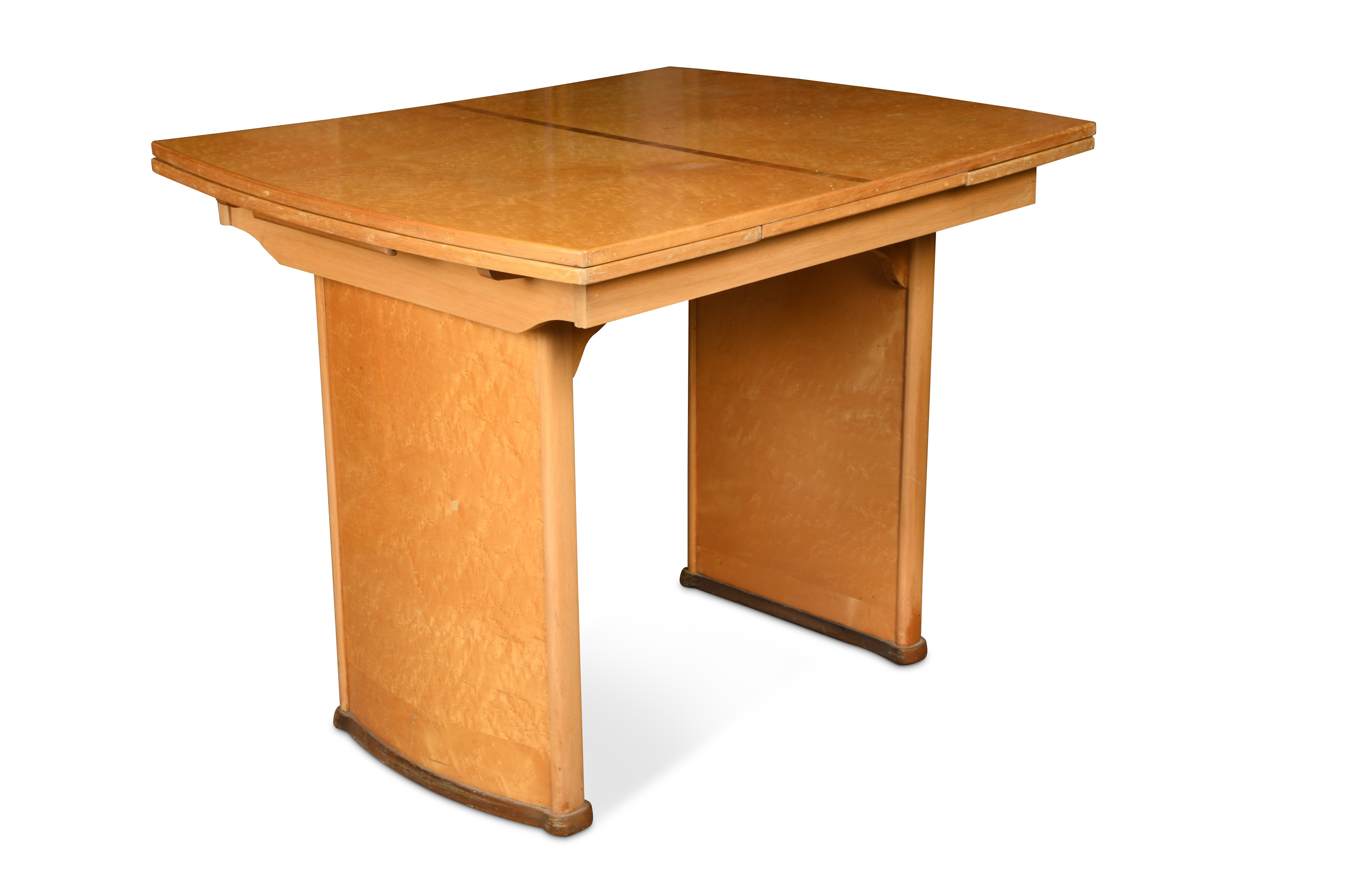 An Art Deco birdseye-maple draw-leaf dining table, in - Cheffins Fine Art