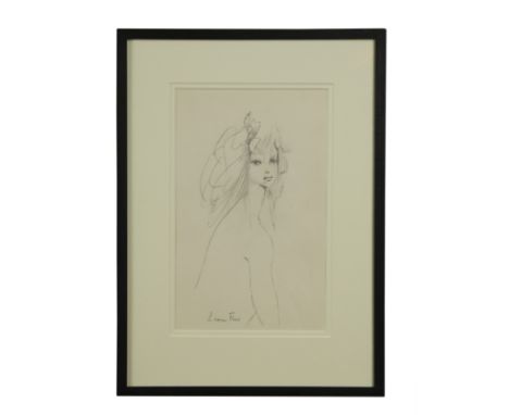 Portrait sketch of a young woman signed 'Leonor Fini' (lower left) pencil 28.5 x 18cm