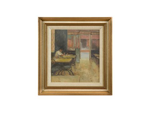The Lonely Coffee Drinker signed 'R.Oliver' (lower left) oil on board 28.5 x 26cmCondition report: Oil on artists' board. The