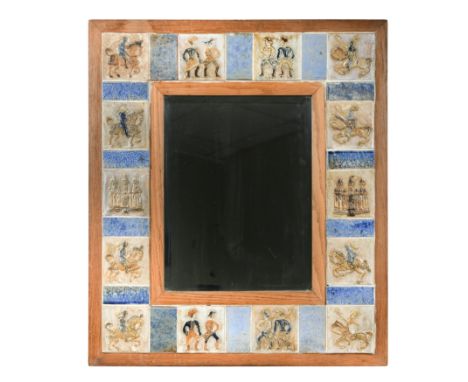the rectangular plate glass with a tile panel surround, impressed marks to reverse 75 x 64cm
