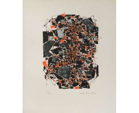 Abstract composition in red and black signed 'Natalia Dumitresco' (lower right); numbered 41/160 lithograph 75 x 53cm, unfram