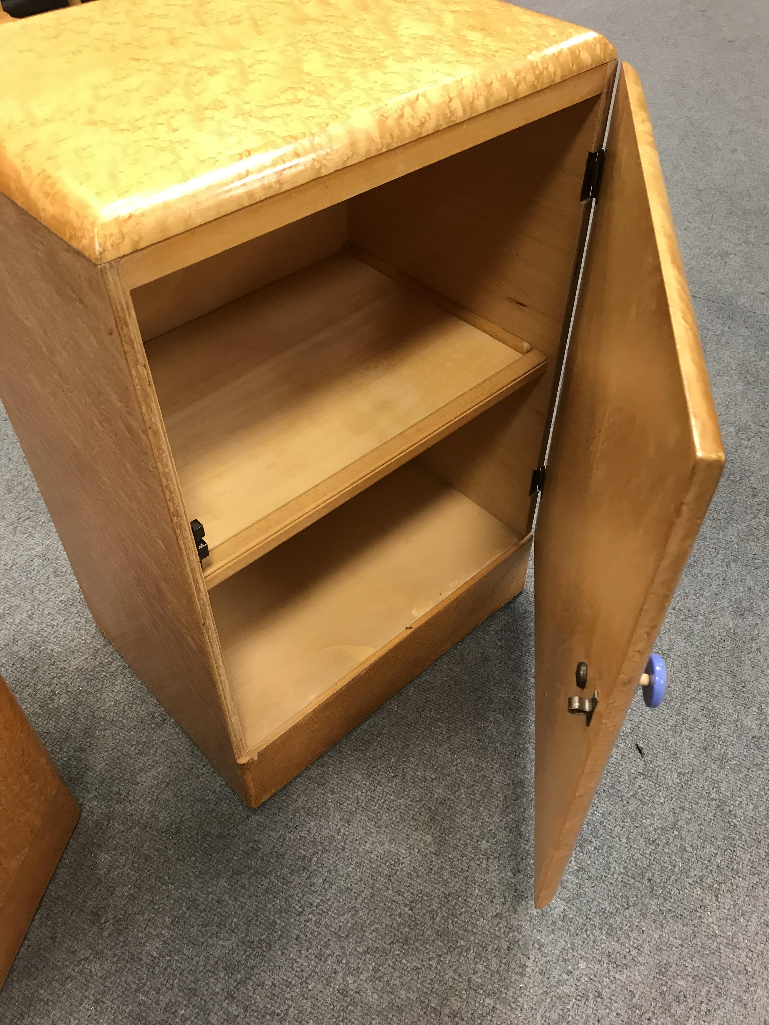 A pair of Art Deco birdseyemaple bedside in Cheffins Fine Art