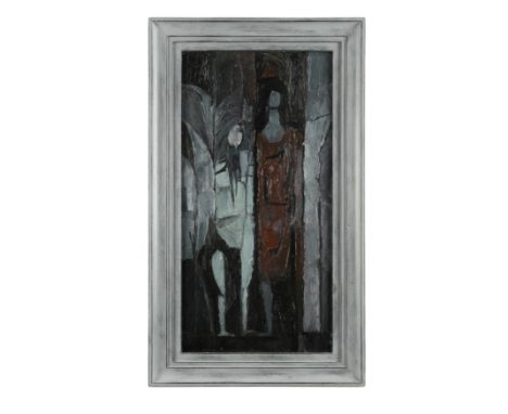 Abstract figural study; with a further figural study to the reverse signed and dated 'Adams / 57' (lower right) oil on canvas