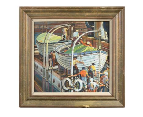 Preparing the boats signed 'C E Blackburn' (lower left) oil on canvas laid to board 42 x 42cmCondition report: Oil on canvas 