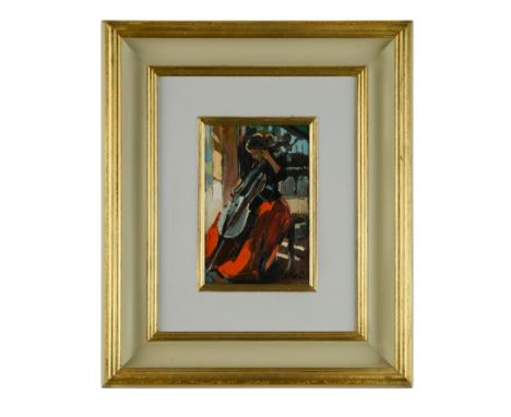 The Young Cellist initialled 'SEVD' (lower right) oil on board 21.5 x 14cmFootnote: Provenance: With Artique Galleries, Cambr