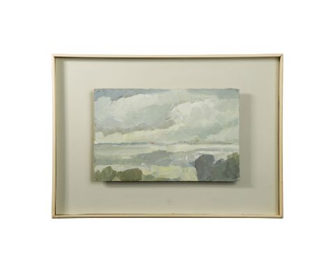 Landscape in Grey incised 'Sadler' (lower right) acrylic on board 18 x 28cmCondition report: Acrylic or oil on panel. Pin hol
