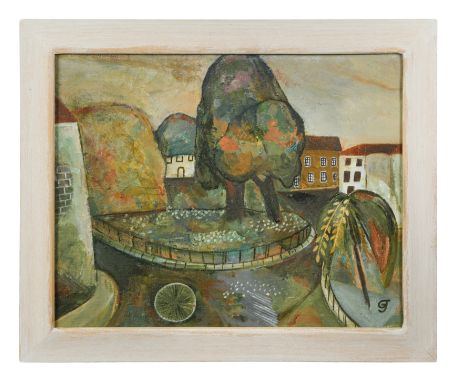 London Square II signed with initials (lower right) oil on board 31.5 x 40cmFootnote: Provenance: The Artist Thence by descen