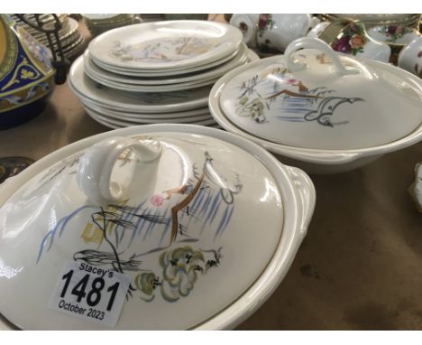 A Grindley mid 20th century design ceramic dinner set a set of Babycham glasses small Wedgwood ornaments (a lot)