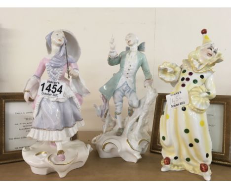 Three figures including Royal Worcester Limited Editions Dilettante and Innocence