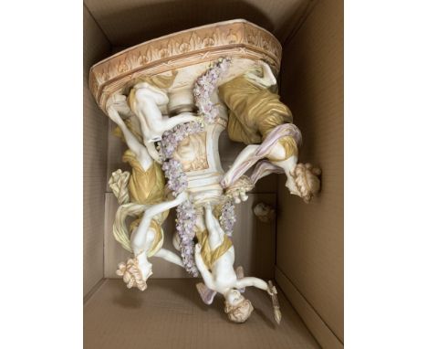 A collection of mixed ceramic and porcelain items including a damaged Royal Vienna group figurine, etc (5 + boxes) (D).