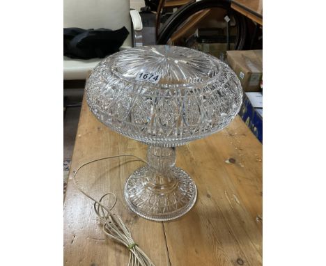 A good quality cut glass table lamp and domed cut glass shade.