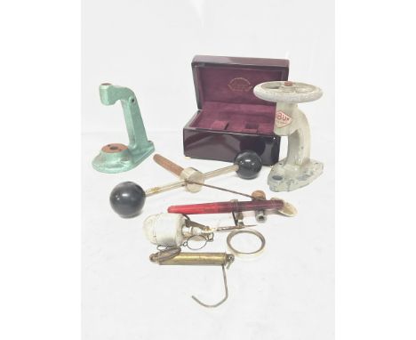 Wooden watch display box and tools, postage cat C