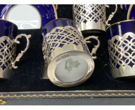 A cased set of Aynsley coffee cans and saucers, Sheffield 1925, James Dixon & Sons Ltd. (D)