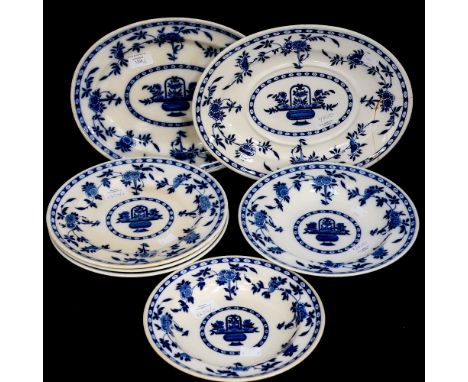 Mintons Delftware meat plates, dinner plates, and soup bowls mid 19th Century (some a/f) 