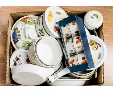 A quantity of Royal Worcester Evesham - tureens, saucepans, dishes, ramekins, etc (one box) 