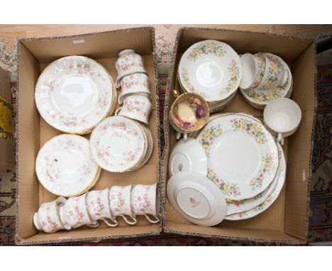 A Paragon 'Victoriana Rose' pattern teaset, comprising cups, saucers, side plates, dessert plates; together with a Colclough 