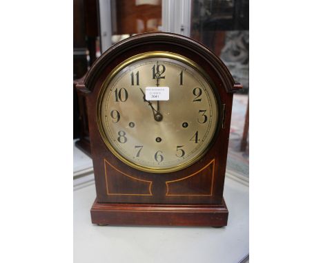 An Edwardian mahogany bracket clock, circular dial, dome top