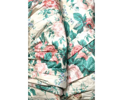 Two pair of 1990s glazed cotton Ramm Kelmscott Country House curtains, 76 inches wide by 80 inches long - fully fined 