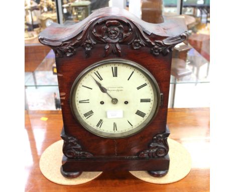 A William IV mahogany bracket clock signed J. Firderer, Birmingham, circa 1830, serpentine arched case with scroll moulded de