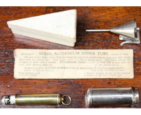 A 1902 'telescopic Rosco', a form of torch light with cigar lighting facility, together with an Edwardian pipe filler- Barons