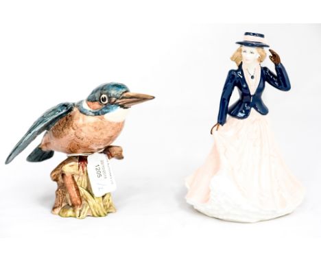 A Beswick Kingfisher; together with a Royal Worcester Lady, Amelia limited edition of 1200, Les Petites (2) 