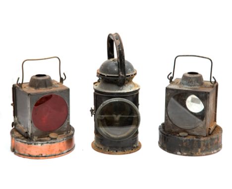 Two British Railways (W) signal lamps, as used in semaphore signals throughout the former Western Region of British Railways,