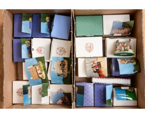 Two boxes of assorted Lilliput Lane, Runswick House, Mrs Pinkertons Post Office, Hampton Moat, Little Lupins Kiln Cottage, Cr