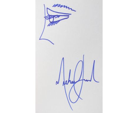 Michael Jackson, signed/autograph, signed on a piece of paper with a Michael Jackson doodle of an eye 
