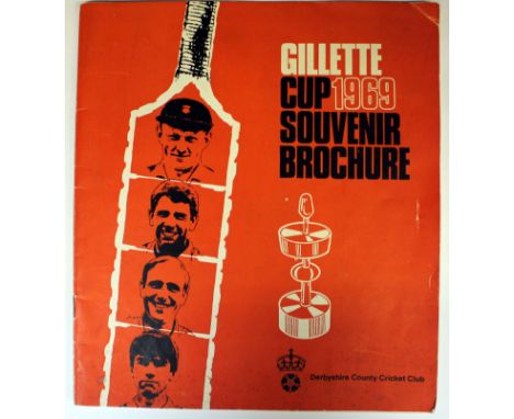 Cricket Memorabilia: A 1969 Gillette Cup Souvenir Brochure, the team photo on centrefold signed by the twelve Derbyshire play