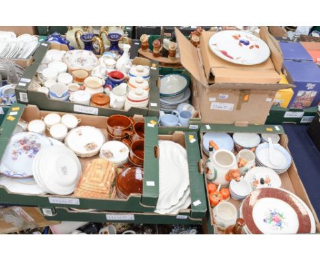 Six boxes of ceramics including Commemorative coffee set, Royal Worcester dinner wares, Spode, etc 