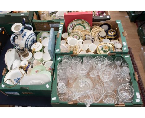 Two boxes of ceramics including oversized USSR tea pot, Royal Grafton teaset, modern cream ware, Elizabethan coffee set, Cont