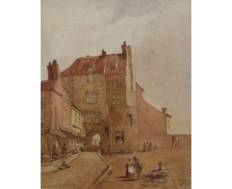 Hair, Thomas H, 1875, watercolour, "Black Gate", framed and glazed, 21cm x 25cm