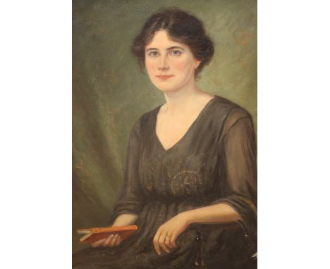 Victorian School, portrait of a seated lady, oil on canvas, gilt framed, 60cm x 91cm.