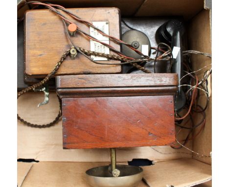 A signal box telephone, with Bakelite receiver, with a L.M.S. signal box bell, original workings in place (2) 