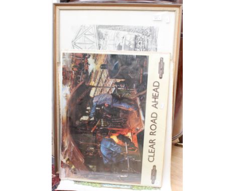Railway related posters, prints, etc (8) (four prints inside one frame) 
