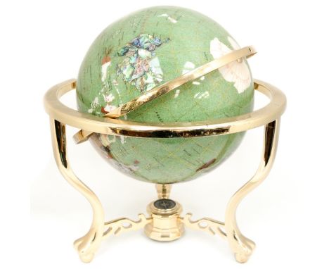 A hardstone set terrestrial globe, diameter approx 40 cms (including stand) 