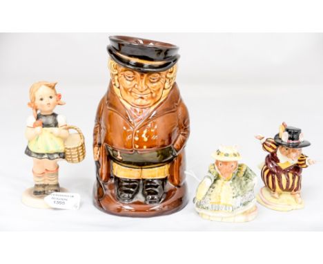 A Royal Doulton Toby jug, Royal Doulton 'Primrose Entertains' and Wilfred Entertains figures, plus a Hummel figure (4) 