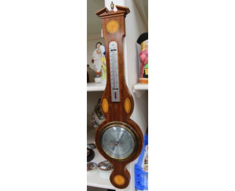 A reproduction mahogany and inlay wheel barometer (1) 