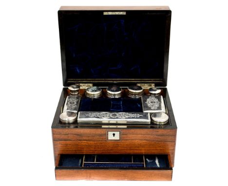 Victorian plated vanity box with mother of pearl inlay