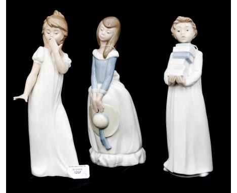 Three Nao figures, approx 30 cm each, twelve inches 