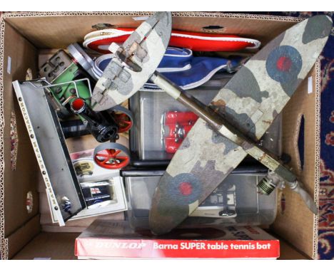 A box of toys to include Mamod Stream Tractor, 1935 Mercedes Benz 500K special roadster, 1938 Jaguar SS-100, etc (one box) 