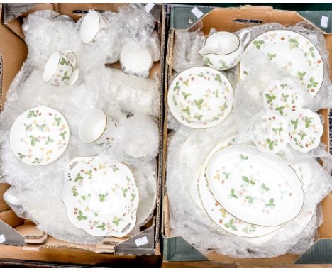 A part Wedgwood dinner and tea service 'Wild Strawberry' pattern, 90 pieces approx (2 boxes) 