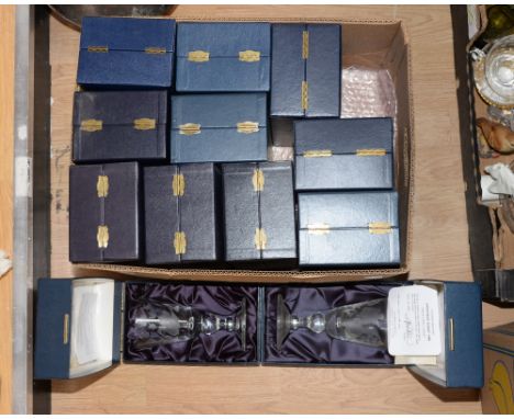 A set of twelve Caithness blown and etched Christmas goblets, limited edition (of 500) of various years, all boxed, with cert