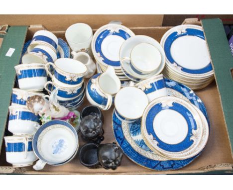 A Spode 1920s teaset; a Booths Willow pattern part teaset; Commemorative beaker; Vienna cabinet plate; crested ware; etc 