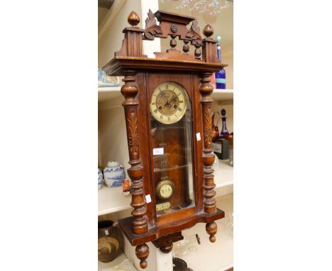 An Edwardian Westminster (with key) mantle clock, a small 19th Century German wall clock (with key); together with a 19th Cen