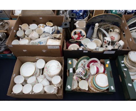 A large collection of ceramics to include Tuscan hand painted teaset, Royal Stuart teaset, pair of Staffordshire dogs, Aynsle